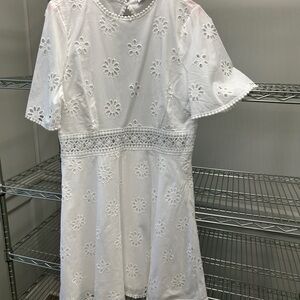 New York & Company White Floral Dress